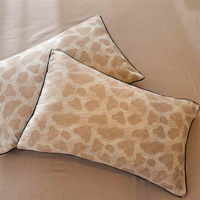 91家纺网 家纺一手货源 找家纺 兰紫橙家纺 2025新款全棉纯棉嵌边色织提花四件套 罗曼人生-卡其