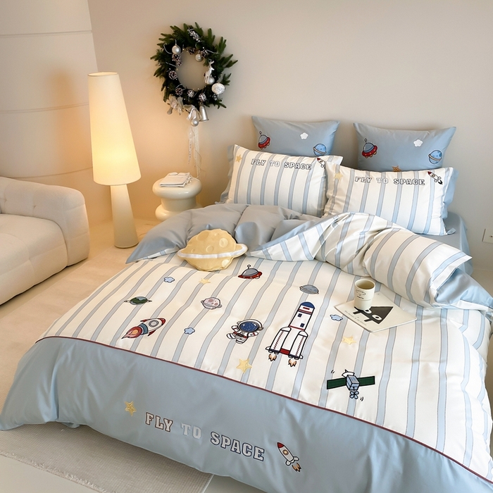 91家纺网 家纺一手货源 找家纺 （总）星野 2025新款秋冬双股澳棉纯棉四件套-航天梦