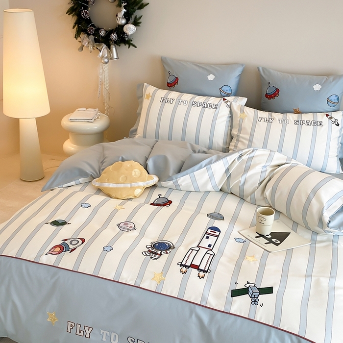 91家纺网 家纺一手货源 找家纺 （总）星野 2025新款秋冬双股澳棉纯棉四件套-航天梦