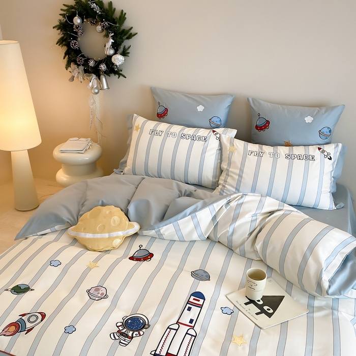 91家纺网 家纺一手货源 找家纺 （总）星野 2025新款秋冬双股澳棉纯棉四件套-航天梦