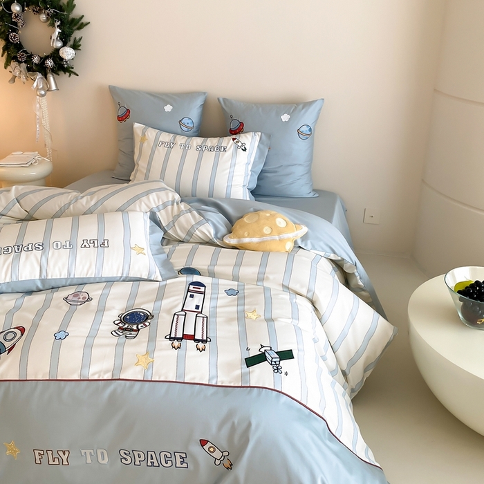 91家纺网 家纺一手货源 找家纺 （总）星野 2025新款秋冬双股澳棉纯棉四件套-航天梦