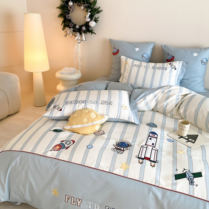 91家纺网 家纺一手货源 找家纺 （总）星野 2025新款秋冬双股澳棉纯棉四件套-航天梦