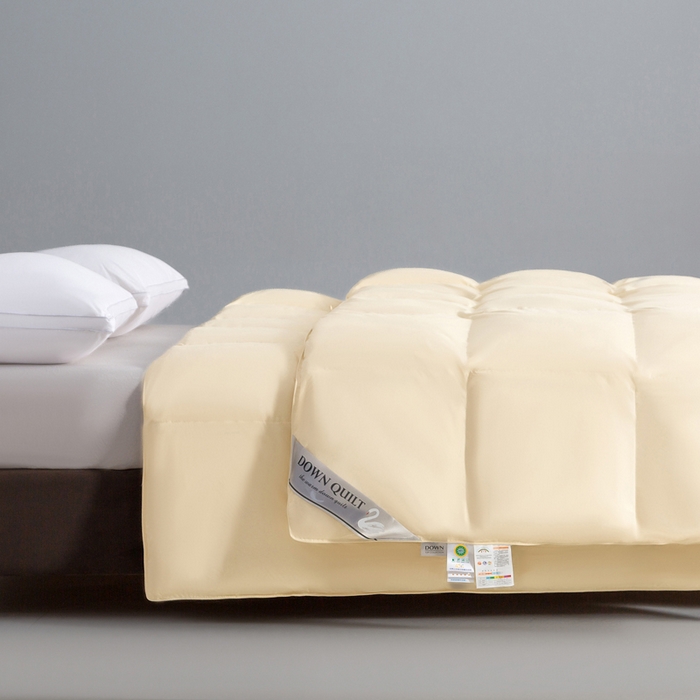 91家纺网 家纺一手货源 找家纺 明羽羽绒 2025新款全棉防羽布平面款羽绒被可定制鹅绒被鸭绒被被子被芯 平面款-奶油黄