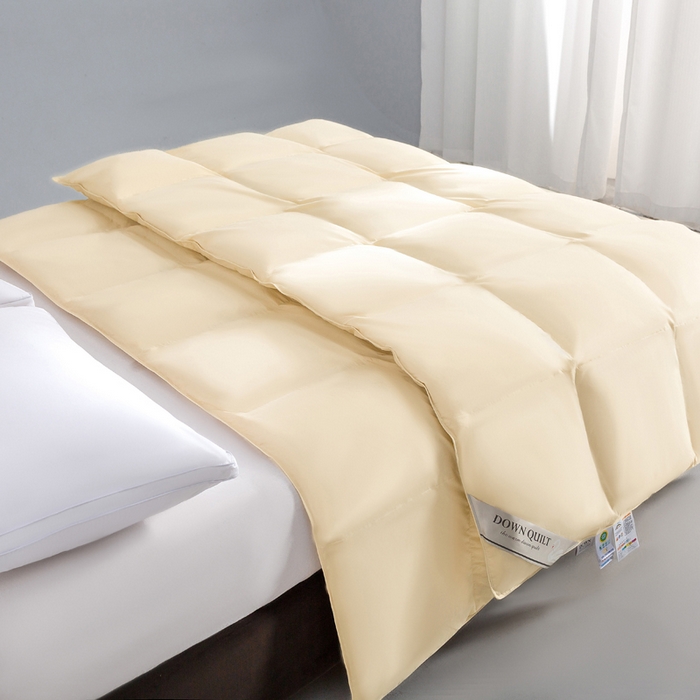 91家纺网 家纺一手货源 找家纺 明羽羽绒 2025新款全棉防羽布平面款羽绒被可定制鹅绒被鸭绒被被子被芯 平面款-奶油黄