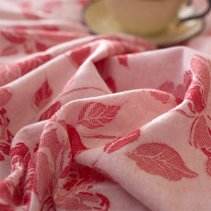 91家纺网 家纺一手货源 找家纺 兰紫橙家纺 2025新款全棉纯棉嵌边色织提花四件套 玫瑰之约-大红