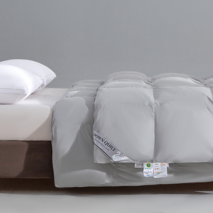 91家纺网 家纺一手货源 找家纺 明羽羽绒 2025新款全棉防羽布平面款羽绒被可定制鹅绒被鸭绒被被子被芯 平面款-浅灰