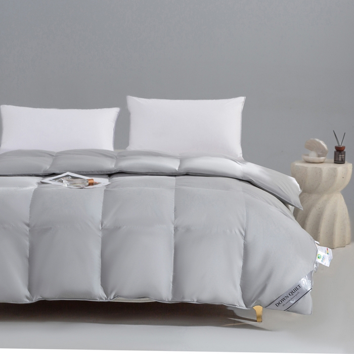 91家纺网 家纺一手货源 找家纺 明羽羽绒 2025新款全棉防羽布平面款羽绒被可定制鹅绒被鸭绒被被子被芯 平面款-浅灰