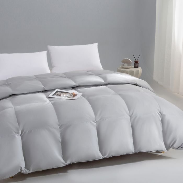 91家纺网 家纺一手货源 找家纺 明羽羽绒 2025新款全棉防羽布平面款羽绒被可定制鹅绒被鸭绒被被子被芯 平面款-浅灰