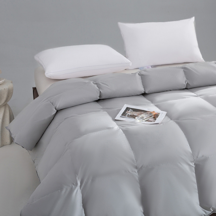 91家纺网 家纺一手货源 找家纺 明羽羽绒 2025新款全棉防羽布平面款羽绒被可定制鹅绒被鸭绒被被子被芯 平面款-浅灰