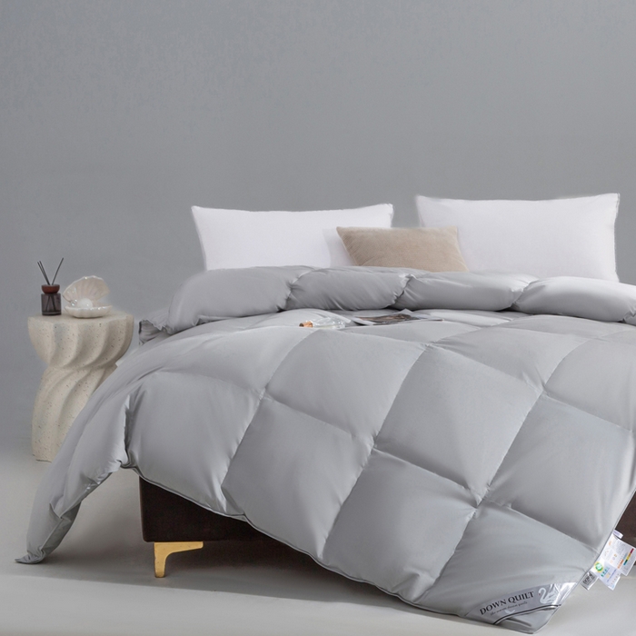 91家纺网 家纺一手货源 找家纺 明羽羽绒 2025新款全棉防羽布平面款羽绒被可定制鹅绒被鸭绒被被子被芯 平面款-浅灰