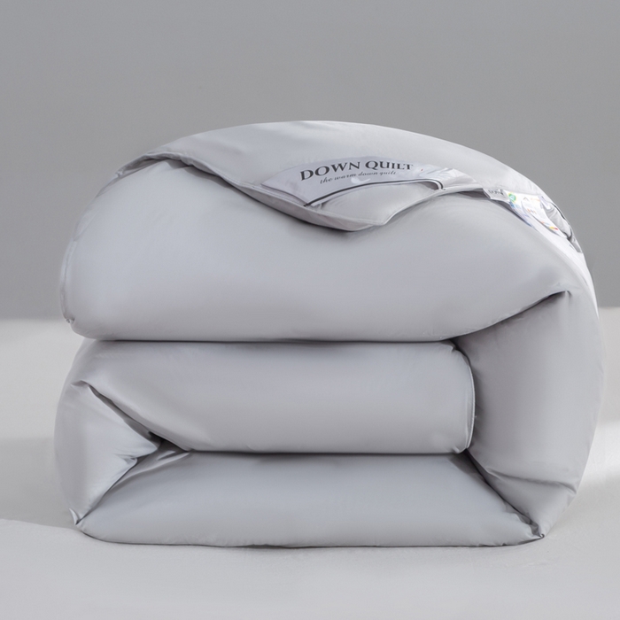 91家纺网 家纺一手货源 找家纺 明羽羽绒 2025新款全棉防羽布平面款羽绒被可定制鹅绒被鸭绒被被子被芯 平面款-浅灰