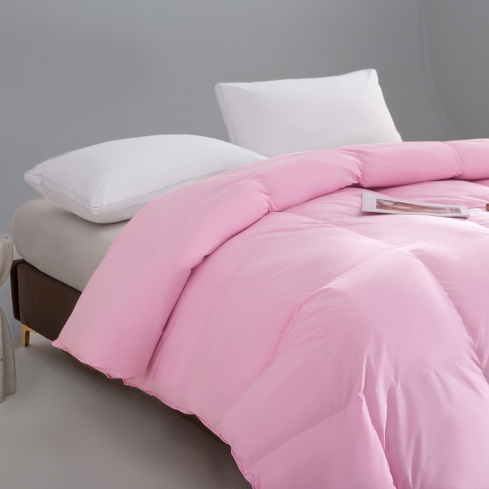 91家纺网 家纺一手货源 找家纺 明羽羽绒 2025新款全棉防羽布平面款羽绒被可定制鹅绒被鸭绒被被子被芯 平面款-少女粉