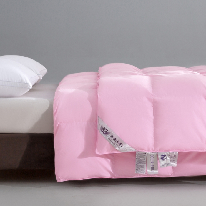 91家纺网 家纺一手货源 找家纺 明羽羽绒 2025新款全棉防羽布平面款羽绒被可定制鹅绒被鸭绒被被子被芯 平面款-少女粉