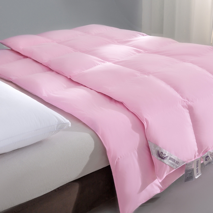 91家纺网 家纺一手货源 找家纺 明羽羽绒 2025新款全棉防羽布平面款羽绒被可定制鹅绒被鸭绒被被子被芯 平面款-少女粉