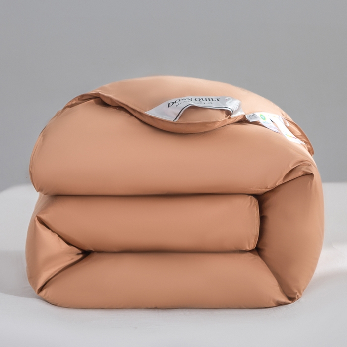 91家纺网 家纺一手货源 找家纺 明羽羽绒 2025新款全棉防羽布平面款羽绒被可定制鹅绒被鸭绒被被子被芯 平面款-深咖