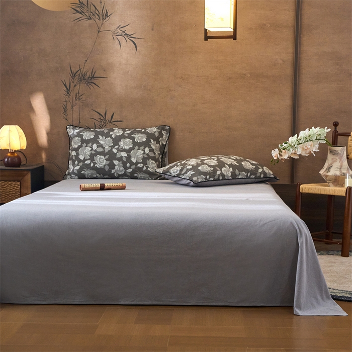 91家纺网 家纺一手货源 找家纺 兰紫橙家纺 2025新款全棉纯棉嵌边色织提花四件套 玫瑰之约-咖啡