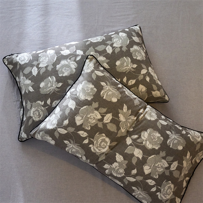 91家纺网 家纺一手货源 找家纺 兰紫橙家纺 2025新款全棉纯棉嵌边色织提花四件套 玫瑰之约-咖啡