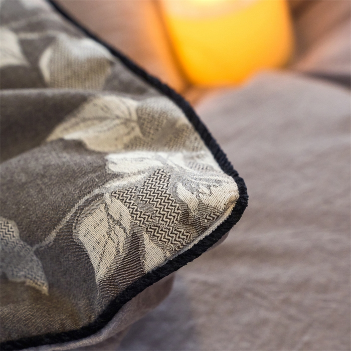 91家纺网 家纺一手货源 找家纺 兰紫橙家纺 2025新款全棉纯棉嵌边色织提花四件套 玫瑰之约-咖啡