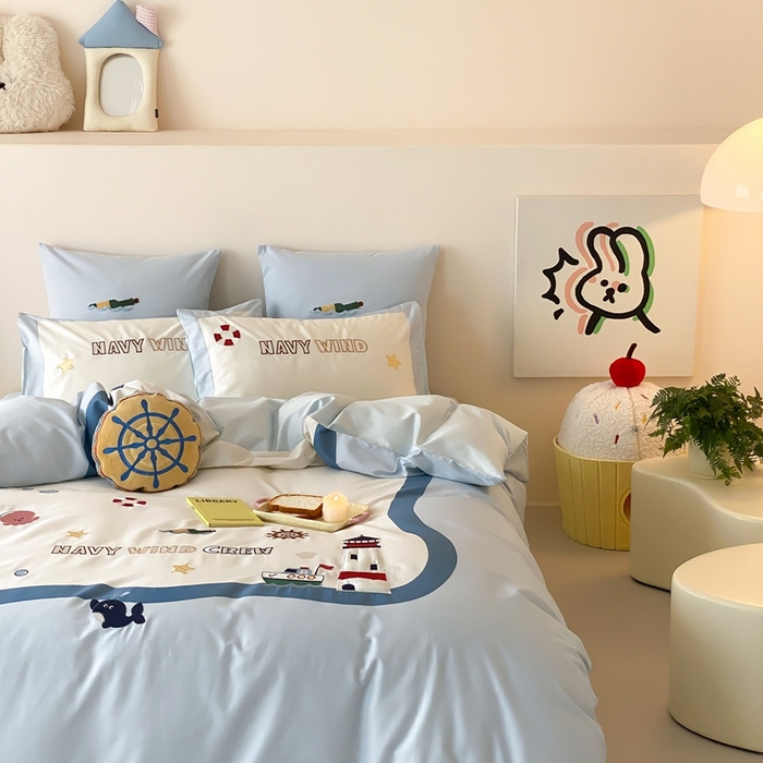 91家纺网 家纺一手货源 找家纺 （总）星野 2025新款秋冬双股澳棉纯棉四件套-海岸线