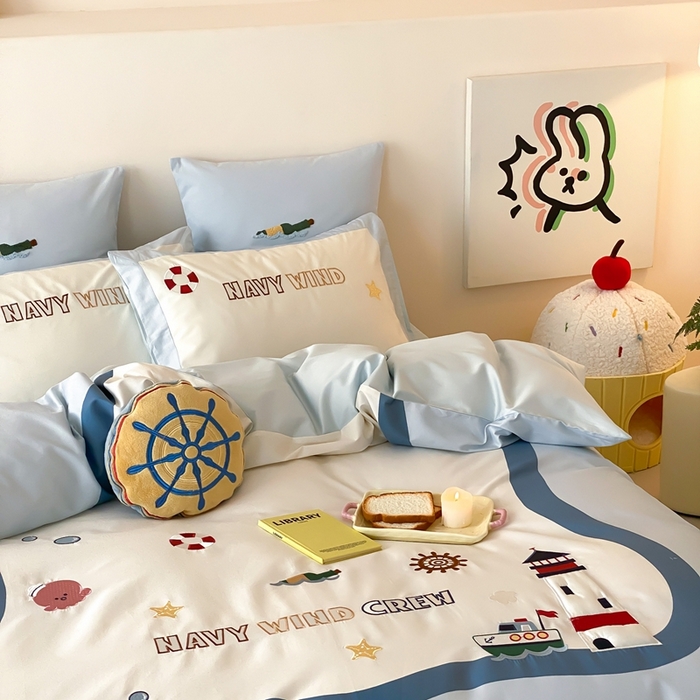 91家纺网 家纺一手货源 找家纺 （总）星野 2025新款秋冬双股澳棉纯棉四件套-海岸线