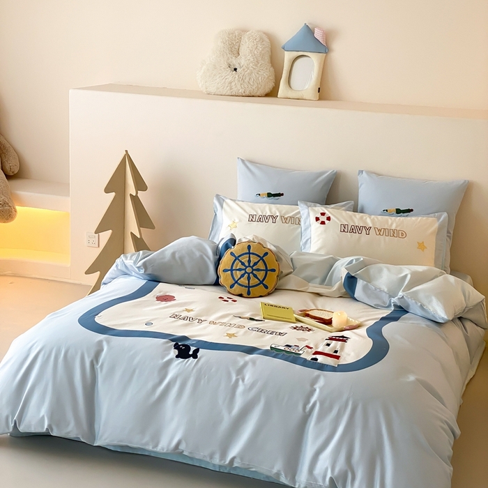 91家纺网 家纺一手货源 找家纺 （总）星野 2025新款秋冬双股澳棉纯棉四件套-海岸线