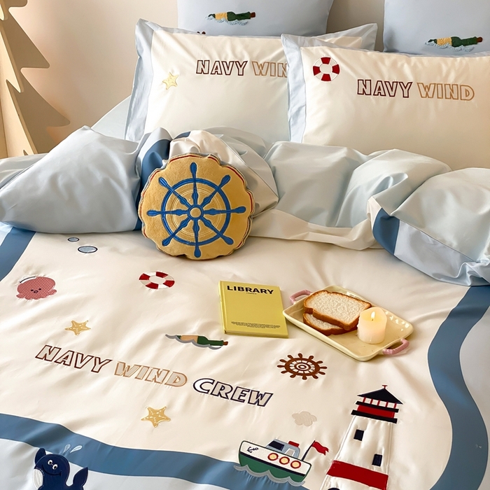 91家纺网 家纺一手货源 找家纺 （总）星野 2025新款秋冬双股澳棉纯棉四件套-海岸线