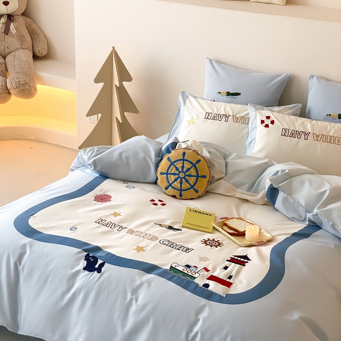 91家纺网 家纺一手货源 找家纺 （总）星野 2025新款秋冬双股澳棉纯棉四件套-海岸线