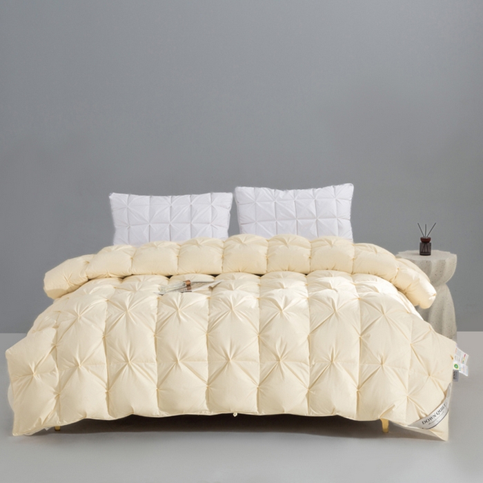 91家纺网 家纺一手货源 找家纺 （总）明羽羽绒 2025新款全棉防羽布纽花款羽绒被可定制鹅绒被鸭绒被被子被芯