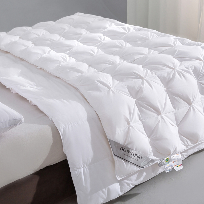 91家纺网 家纺一手货源 找家纺 明羽羽绒 2025新款全棉防羽布纽花款羽绒被可定制鹅绒被鸭绒被被子被芯 纽花款-纯白