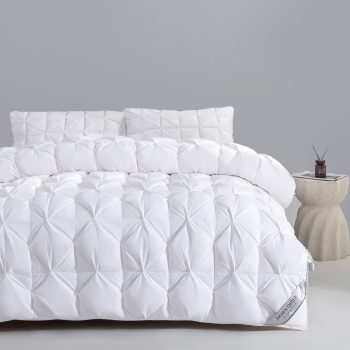 91家纺网 家纺一手货源 找家纺 明羽羽绒 2025新款全棉防羽布纽花款羽绒被可定制鹅绒被鸭绒被被子被芯 纽花款-纯白