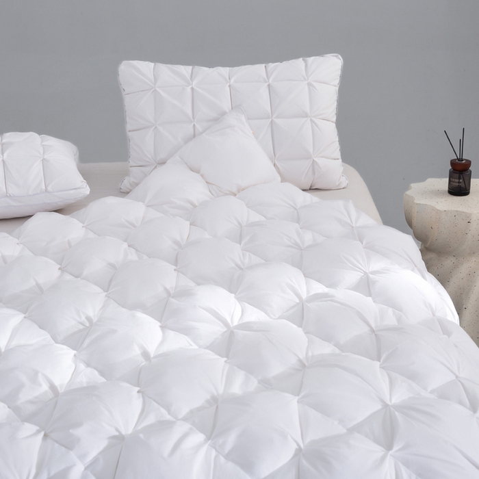 91家纺网 家纺一手货源 找家纺 明羽羽绒 2025新款全棉防羽布纽花款羽绒被可定制鹅绒被鸭绒被被子被芯 纽花款-纯白