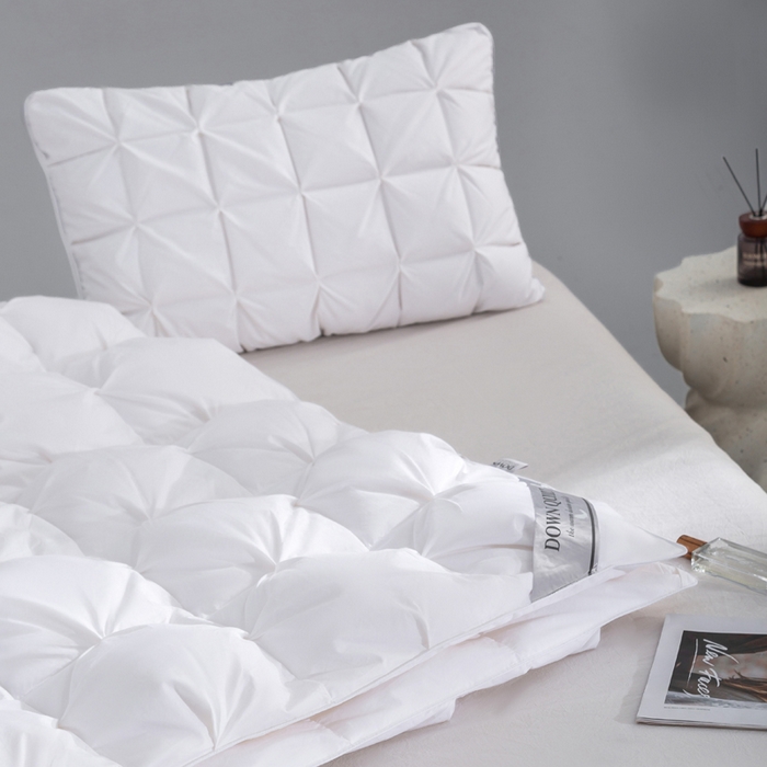 91家纺网 家纺一手货源 找家纺 明羽羽绒 2025新款全棉防羽布纽花款羽绒被可定制鹅绒被鸭绒被被子被芯 纽花款-纯白