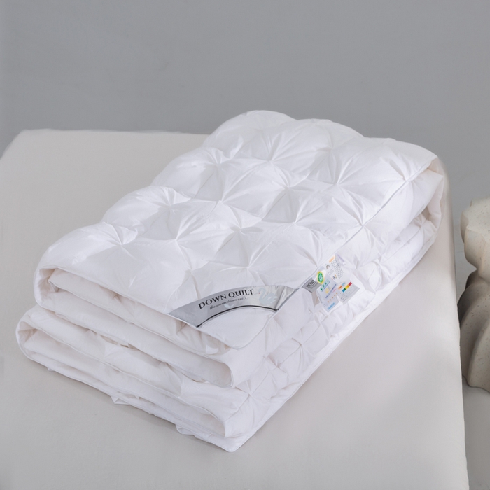 91家纺网 家纺一手货源 找家纺 明羽羽绒 2025新款全棉防羽布纽花款羽绒被可定制鹅绒被鸭绒被被子被芯 纽花款-纯白