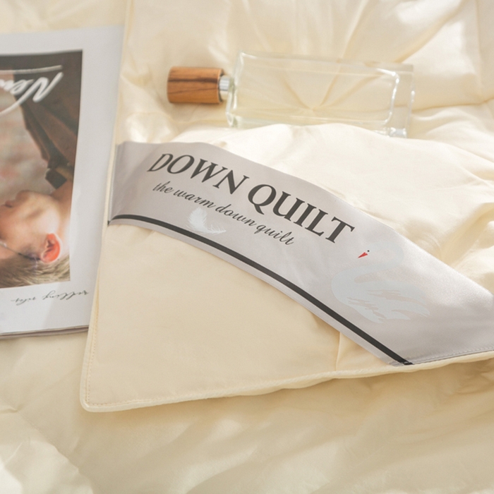 91家纺网 家纺一手货源 找家纺 明羽羽绒 2025新款全棉防羽布纽花款羽绒被可定制鹅绒被鸭绒被被子被芯 纽花款-奶油黄