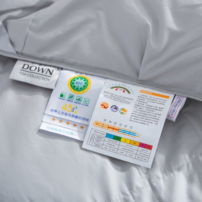91家纺网 家纺一手货源 找家纺 明羽羽绒 2025新款全棉防羽布纽花款羽绒被可定制鹅绒被鸭绒被被子被芯 纽花款-浅灰