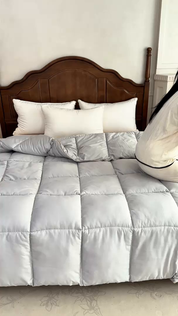 91家纺网 家纺一手货源 找家纺 2025新款加厚羽丝绒被子酒店被芯被子白丝绒棉被空调被（提供买家秀） 暖灰色