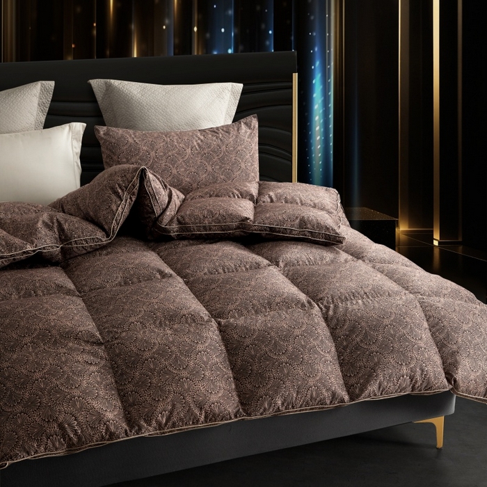 91家纺网 家纺一手货源 找家纺 织梦人羽绒工厂店2025新款羽绒被壳 凤翎-黑金