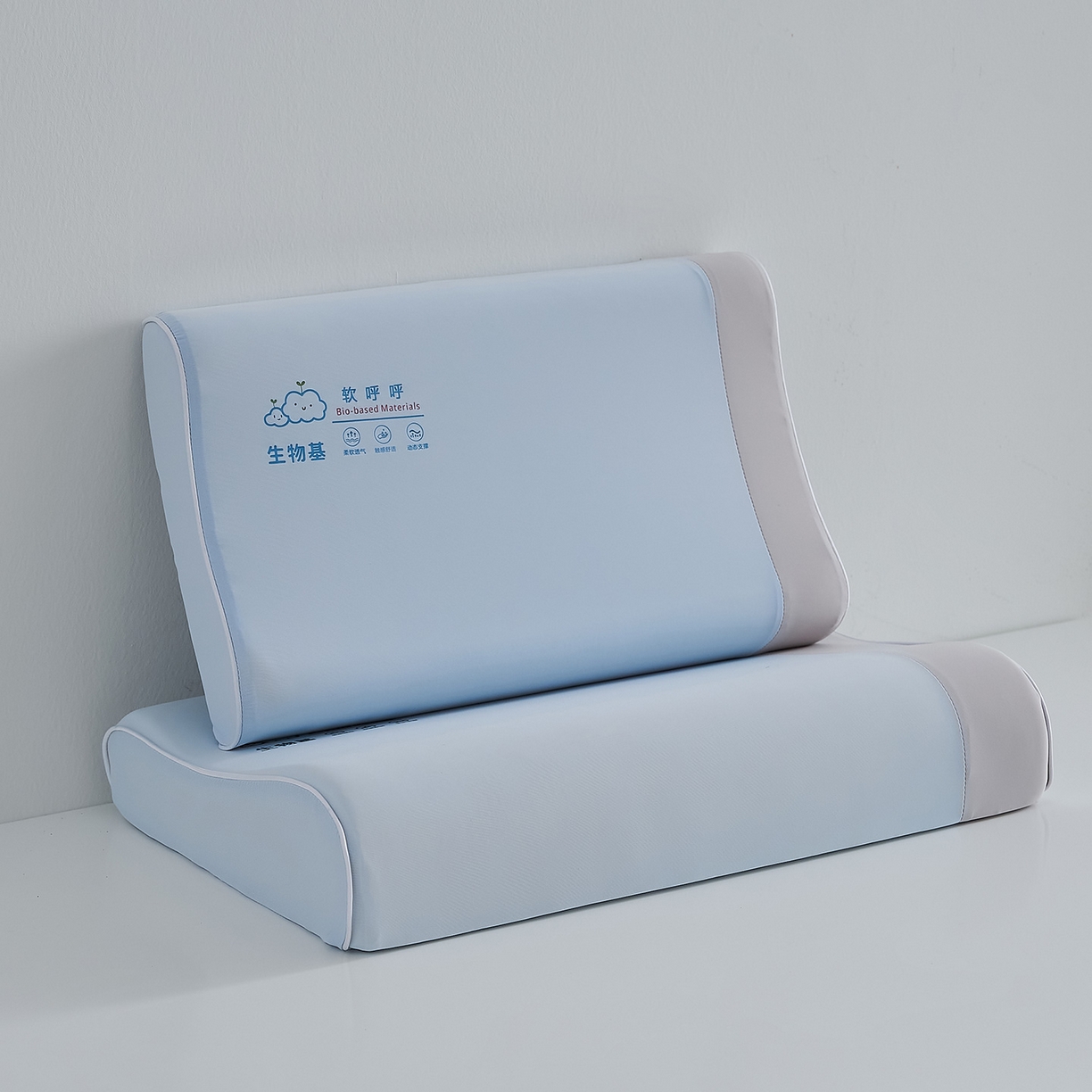 鼎盛乳胶 2025新款软呼呼生物基枕枕头枕芯 软呼呼生物基枕-蓝