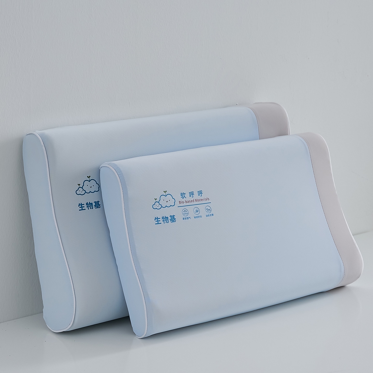 91家纺网 家纺一手货源 找家纺 鼎盛乳胶 2025新款软呼呼生物基枕枕头枕芯 软呼呼生物基枕-蓝