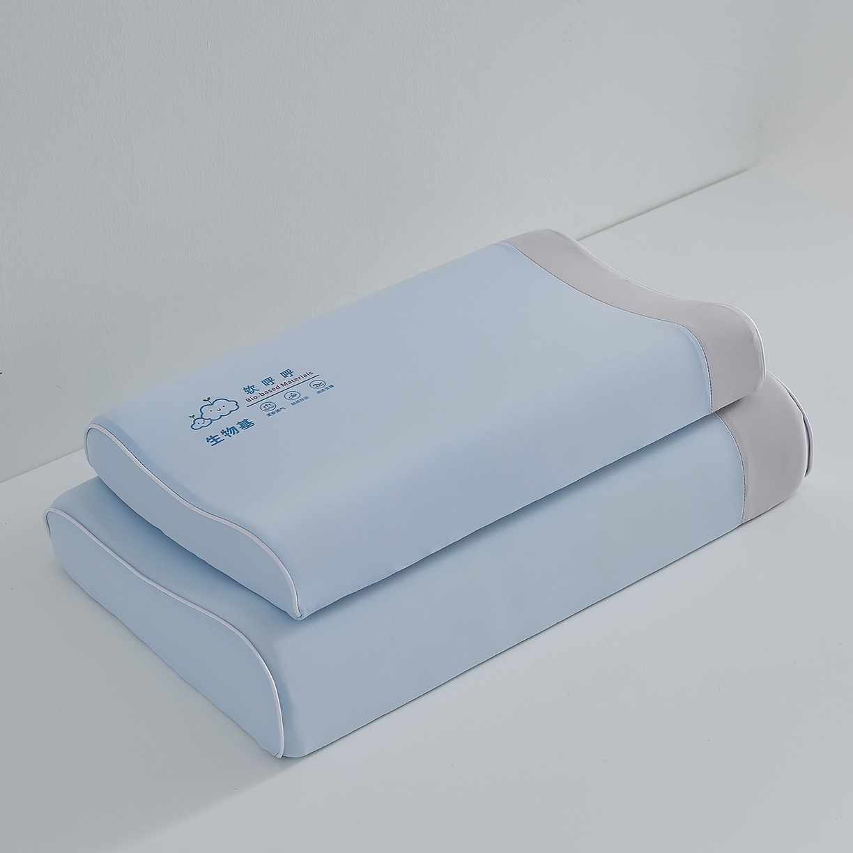 91家纺网 家纺一手货源 找家纺 鼎盛乳胶 2025新款软呼呼生物基枕枕头枕芯 软呼呼生物基枕-蓝