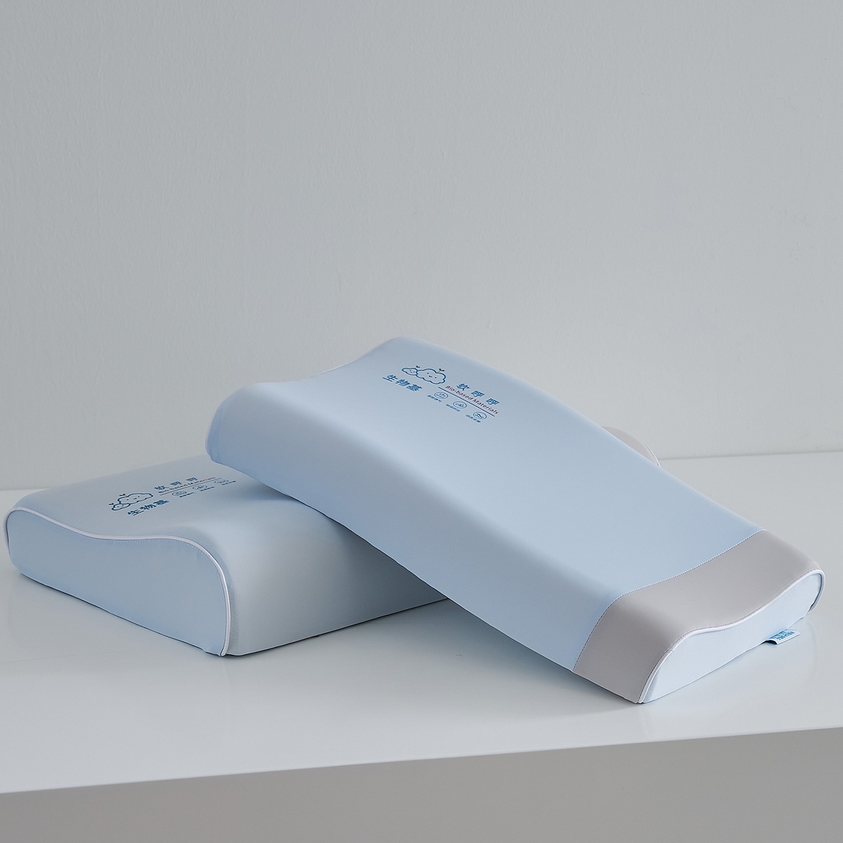 91家纺网 家纺一手货源 找家纺 鼎盛乳胶 2025新款软呼呼生物基枕枕头枕芯 软呼呼生物基枕-蓝