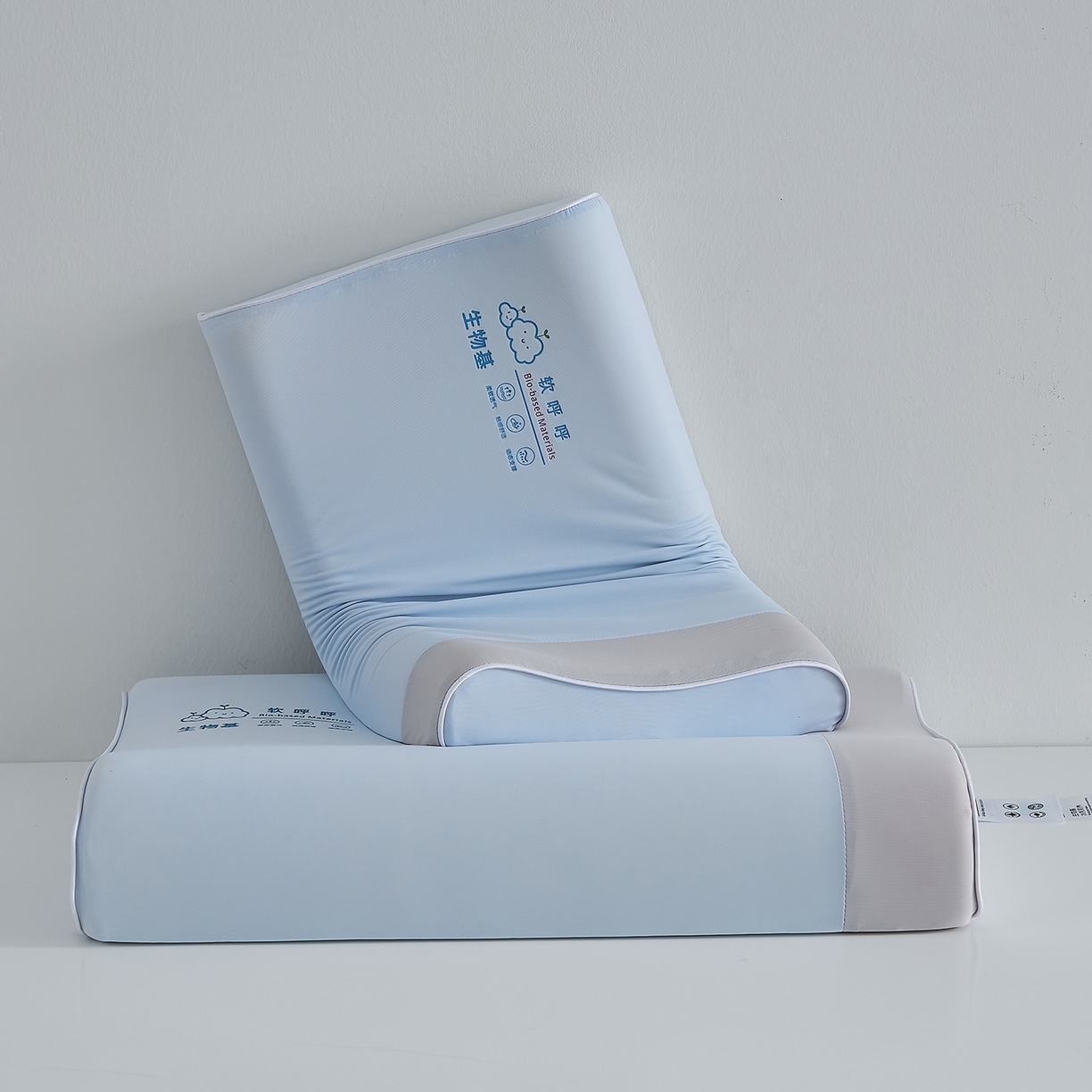 91家纺网 家纺一手货源 找家纺 鼎盛乳胶 2025新款软呼呼生物基枕枕头枕芯 软呼呼生物基枕-蓝