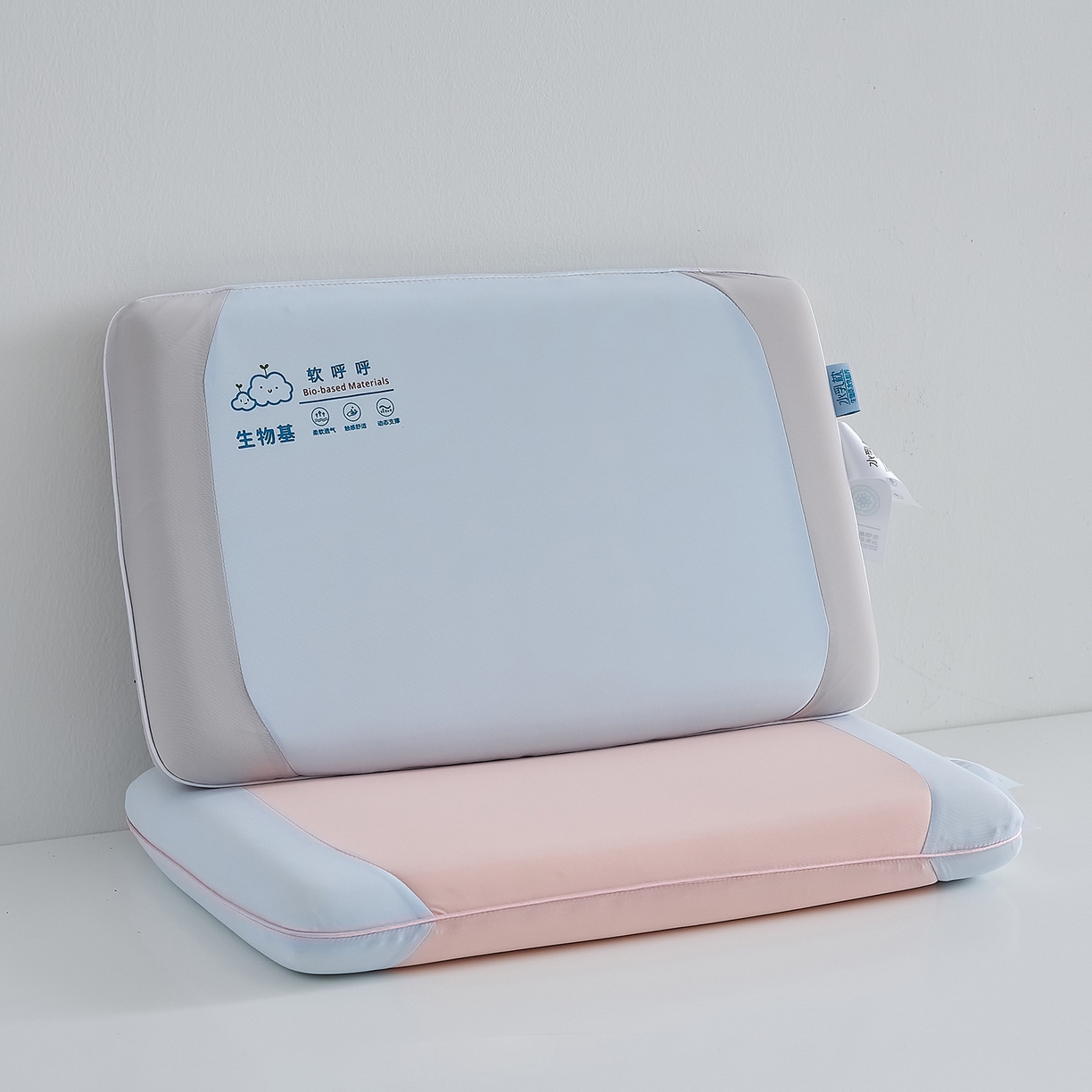 91家纺网 家纺一手货源 找家纺 鼎盛乳胶 2025新款软呼呼生物基面包枕枕头枕芯 软呼呼生物基面包枕-蓝