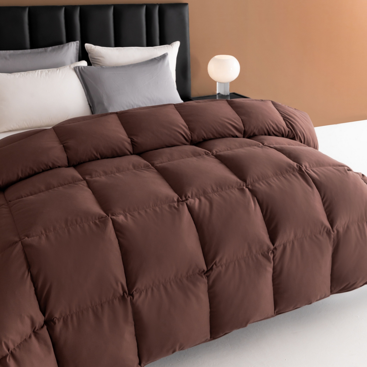 91家纺网 家纺一手货源 找家纺 圣梦莱羽绒家纺 2025款新品跨境出海外贸专供羽绒被（订单）可定制填充重量（gsm） 咖啡色