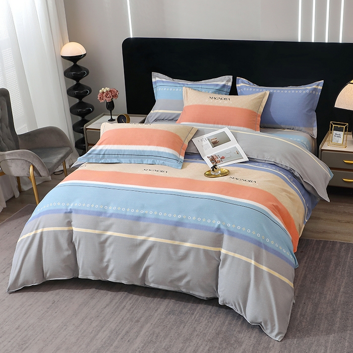 91家纺网 家纺一手货源 找家纺 馨雅家纺 2025新款全棉纯棉磨毛系列四件套 伽罗-蓝