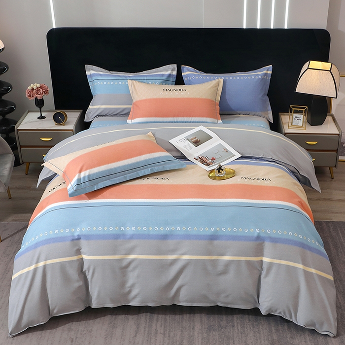 91家纺网 家纺一手货源 找家纺 馨雅家纺 2025新款全棉纯棉磨毛系列四件套 伽罗-蓝