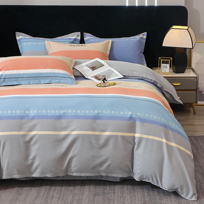 91家纺网 家纺一手货源 找家纺 馨雅家纺 2025新款全棉纯棉磨毛系列四件套 伽罗-蓝