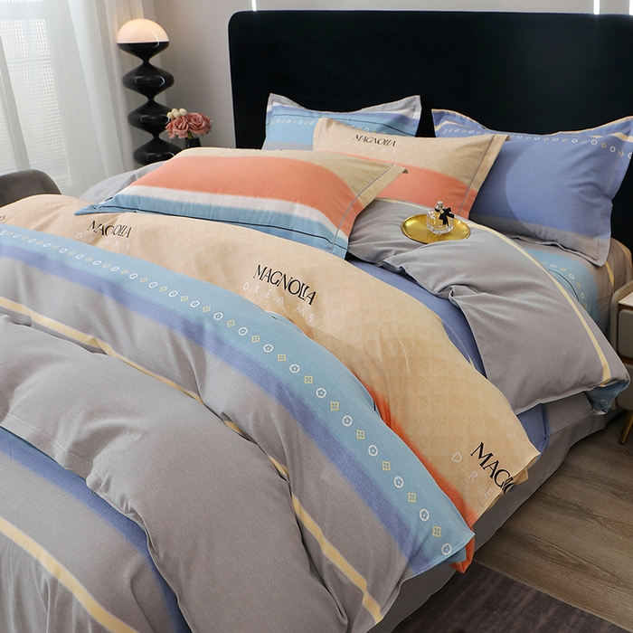 91家纺网 家纺一手货源 找家纺 馨雅家纺 2025新款全棉纯棉磨毛系列四件套 伽罗-蓝