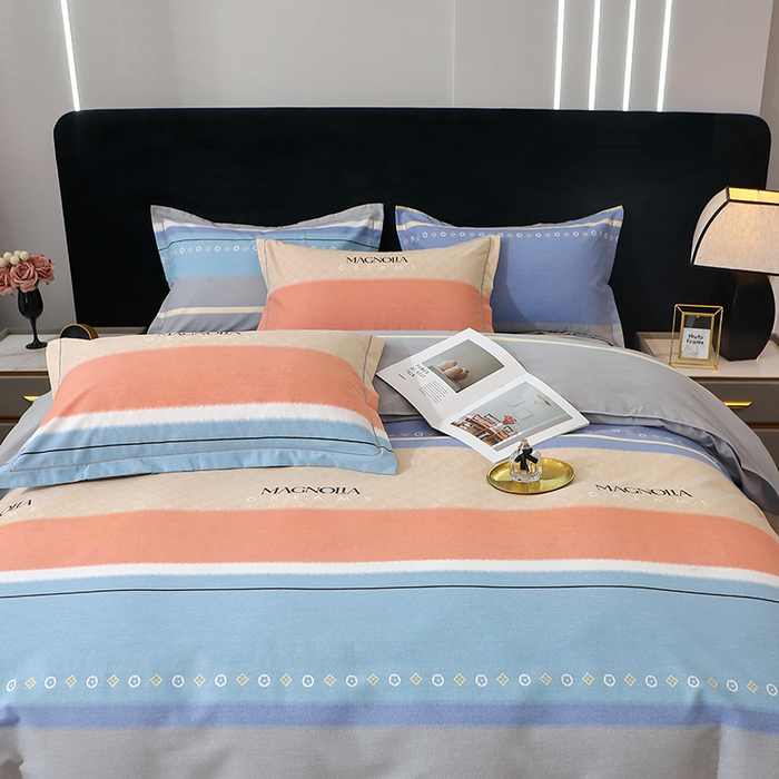 91家纺网 家纺一手货源 找家纺 馨雅家纺 2025新款全棉纯棉磨毛系列四件套 伽罗-蓝