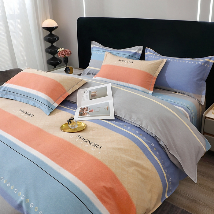 91家纺网 家纺一手货源 找家纺 馨雅家纺 2025新款全棉纯棉磨毛系列四件套 伽罗-蓝